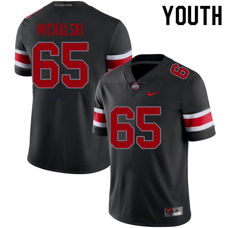 Ohio State Buckeyes Zen Michalski Youth #65 Blackout Authentic Stitched College Football Jersey